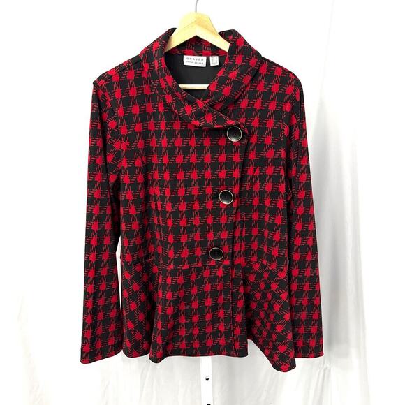 Susan Graver Printed Asymmetrical Peplum Jacket Large - Picture 1 of 11